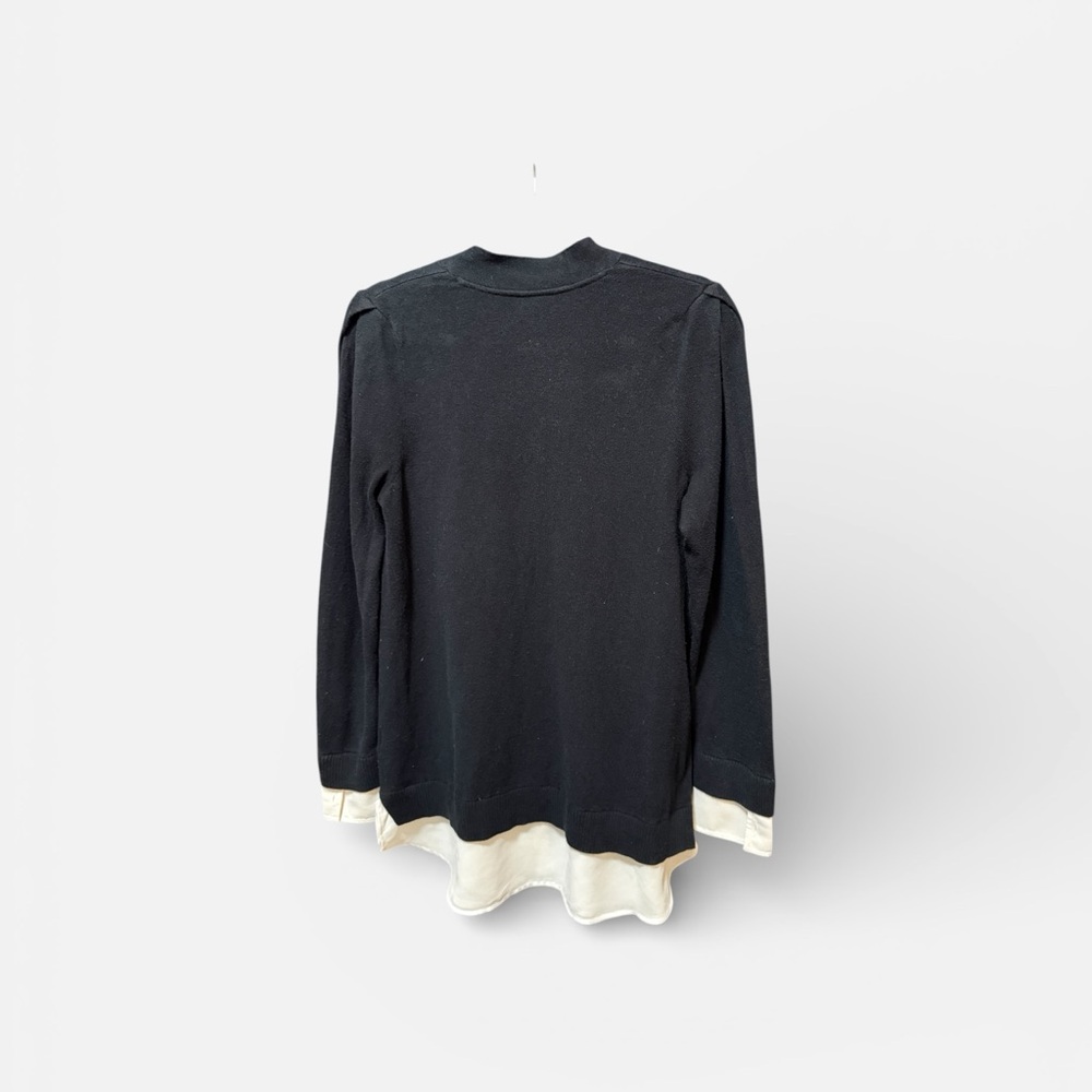 J. Jill Black and Cream V-Neck Sweater